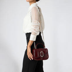 Mini bag bordeaux in materiale lucido, Primadonna, 26D519931EUBORDUNI, 002a