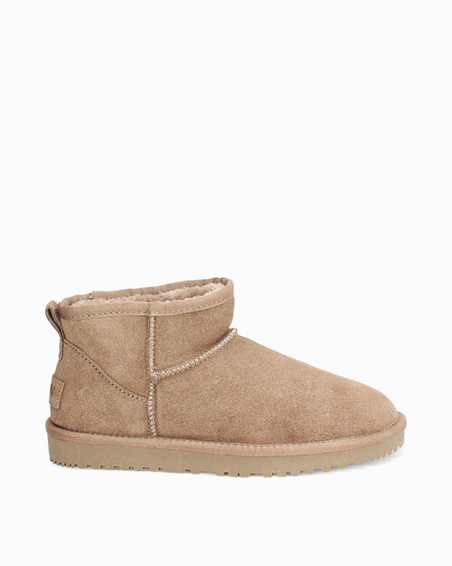 Bottines d'hiver taupe en daim avec talon de 2 cm, TAUPE