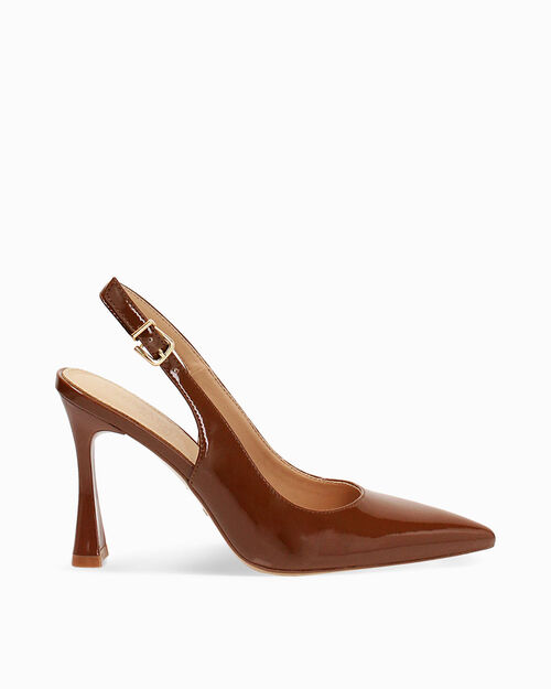 D&eacute;collet&eacute; marroni tacco 9.5 cm, BROWN