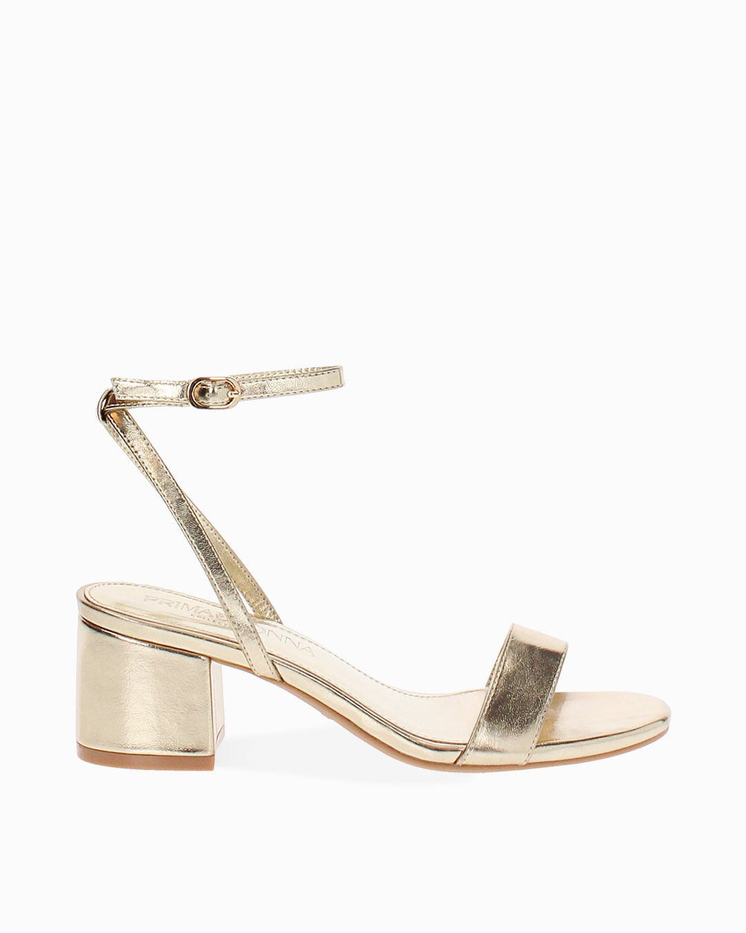 Sandalo donna dorato, tacco 5,5 cm