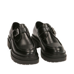 Monk shoes nere platform, suola 5 cm , Primadonna, 202861507EPNERO036, 002a