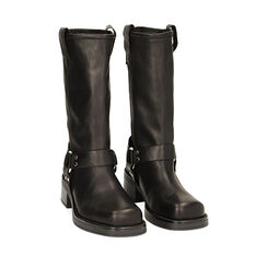 CALZATURA BIKER PELLE NERO, Primadonna, 227277301PENERO037, 002a