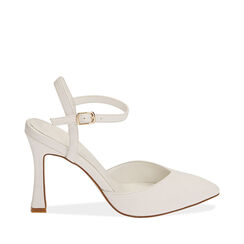 Slingback bianche, tacco 9,5 cm , Primadonna, 192106273EPBIAN035, 001a