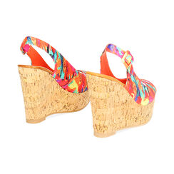 Zeppe donna multicolor arancio in raso, Primadonna, 254907982RSMUAR035, 004 preview