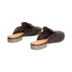 Zuecos de mujer color marrón oscuro en cuero entrelazado, Primadonna, 251429029PIMORO036, 004 preview