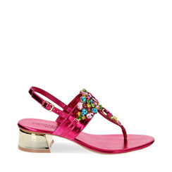 Sandales à talons fuchsia en laminé avec pierres, Primadonna, 234946602LPFUCS035, 001a