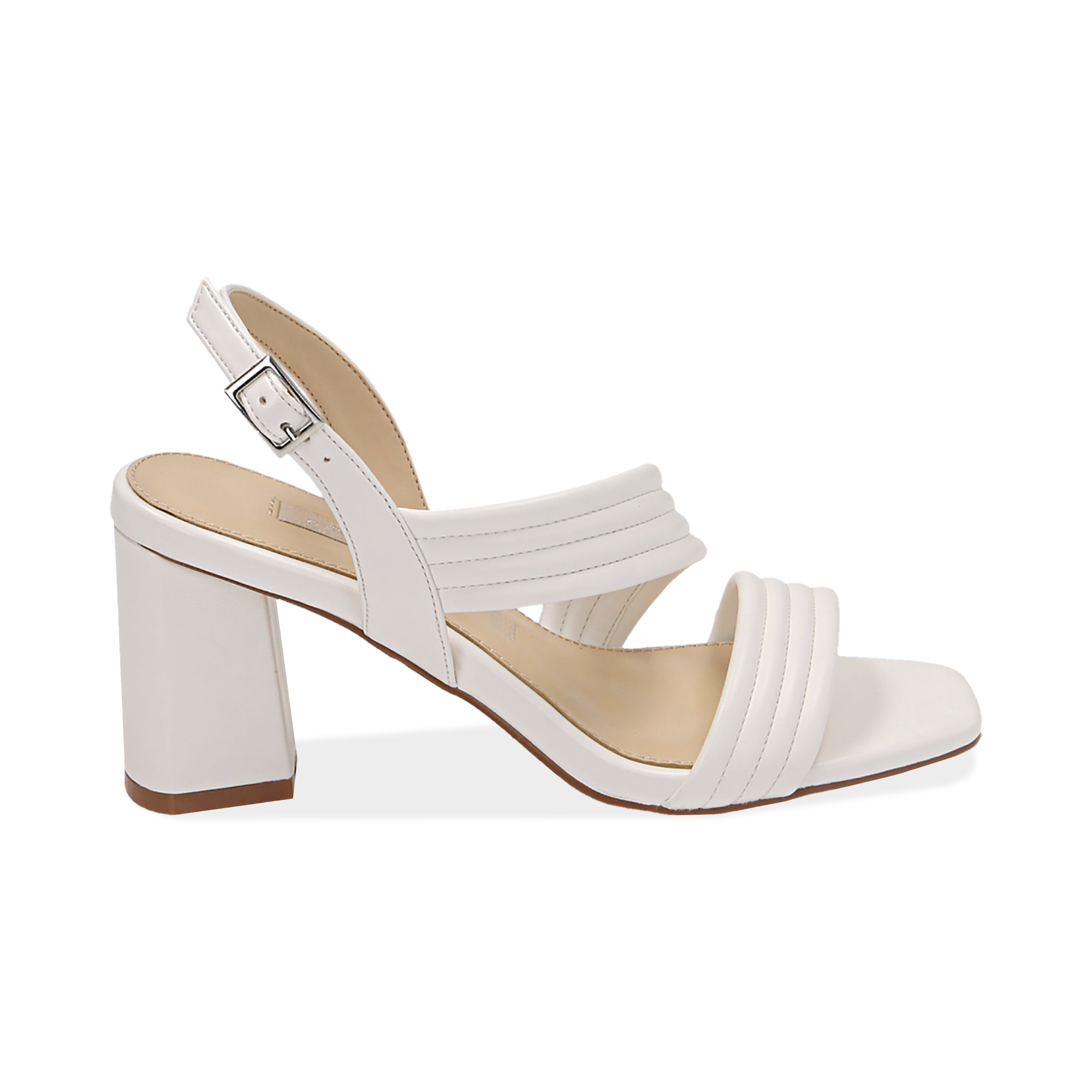 Sandali bianchi in eco-pelle, tacco 7 cm | Primadonna Collection
