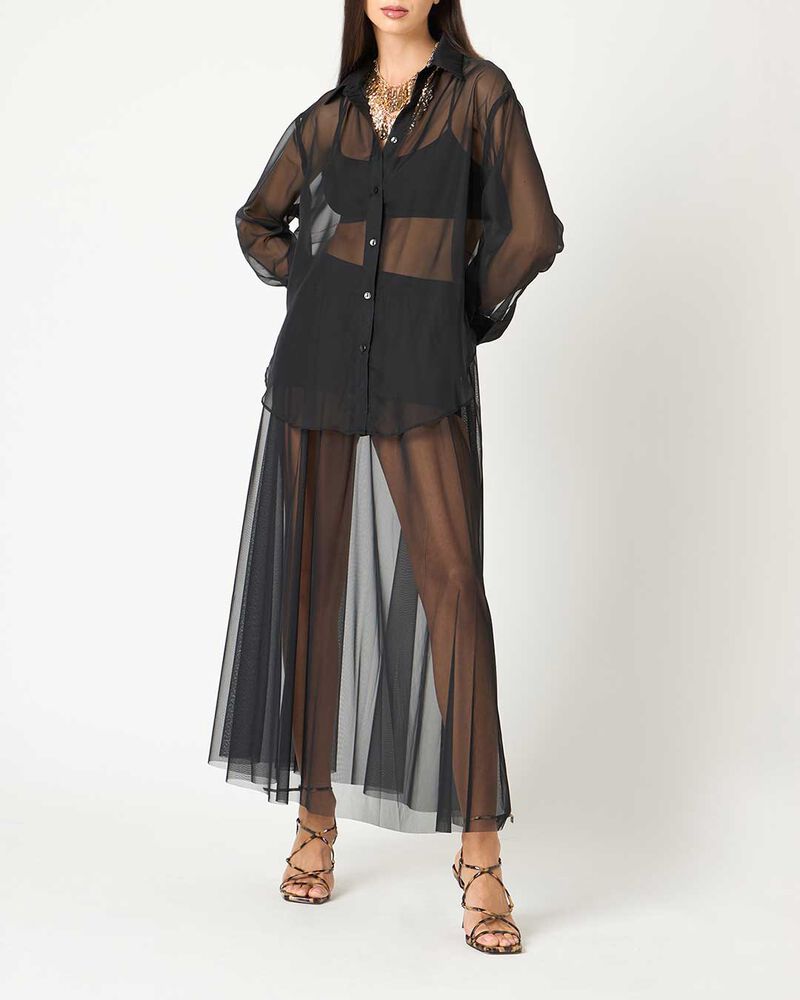 Jupe noire pliss&eacute;e en tissu pour femme image number null