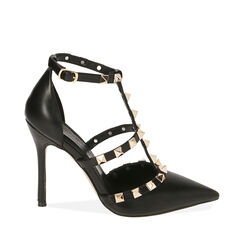 Décolleté nere con borchie, tacco 10,5 cm, Primadonna, 212186107EPNERO035, 001a