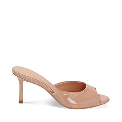 Mules Open Toe nude in vernice, tacco 7,5 cm, Primadonna, 234965901VENUDE035, 001a