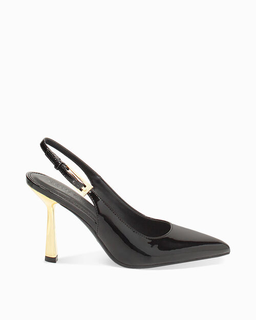 D&eacute;collet&eacute; slingback negras tac&oacute;n 9,5 cm, BLACK