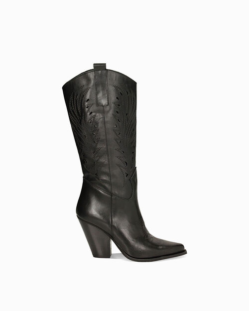 WOMEN SHOES BOOTS LEATHER NERO, 