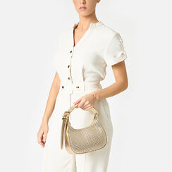 Mini bolso de mujer dorado en laminado entrelazado, Primadonna, 255125841LIOROGUNI, 002a