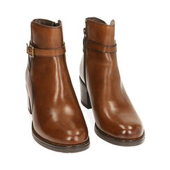 Bottines en cuir cognac, talon 6 cm , Primadonna, 20L923045PECOGN035, 002 preview