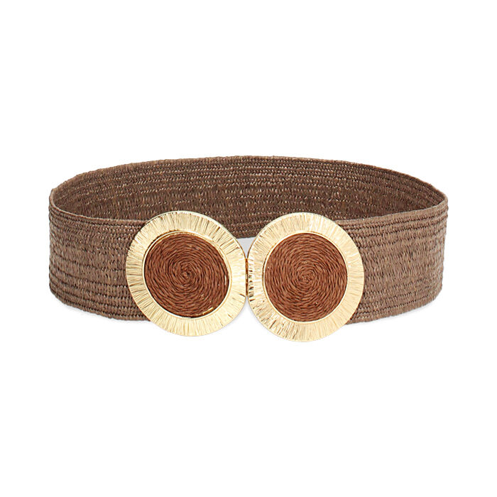 Ceinture femme marron foncé en raphia, Primadonna, 25B400029RFMOROUNI