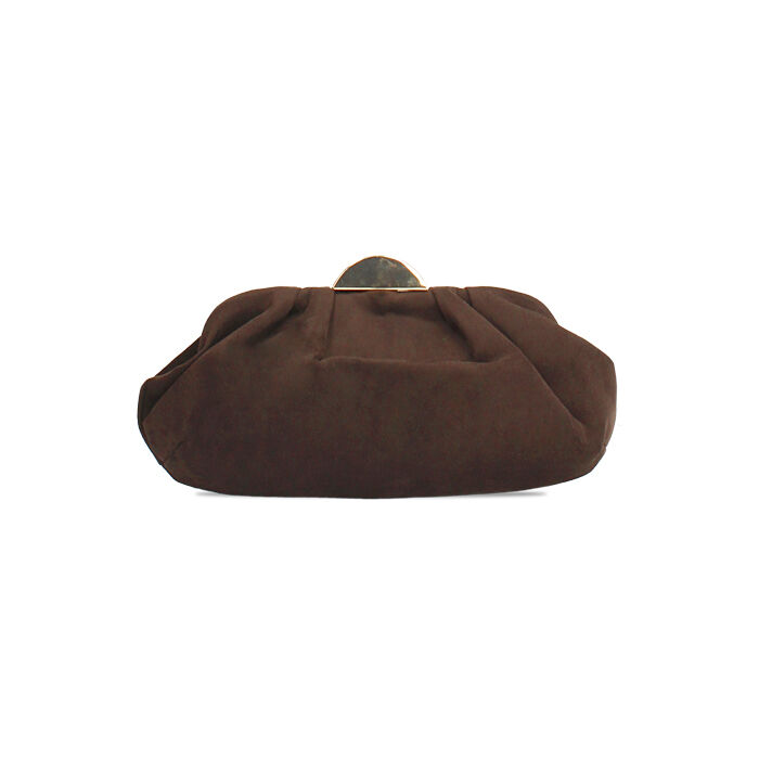 Clutch in microfibra testa di moro con chiusura color oro, Primadonna, 265126345MFMOROUNI