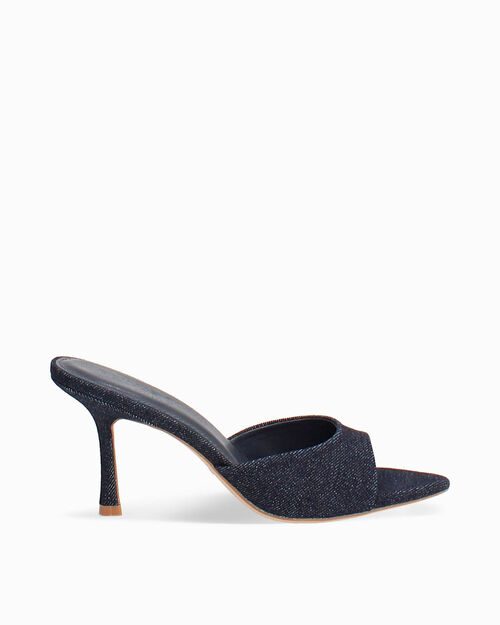 Mules punta abierta vaquero tac&oacute;n 8,5 cm, JEANS