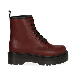 Anfibi platform bordeaux in eco-pelle, suola 4,50 cm , Stivaletti, 142800001EPBORD036, 001 preview