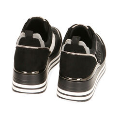 Sneakers nere in microfibra, suola 4 cm , Primadonna, 202807409MFNERO035, 003 preview