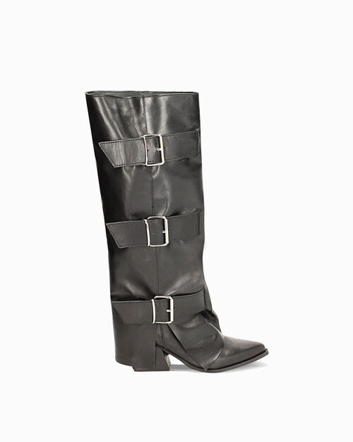 WOMEN SHOES BOOTS LEATHER NERO, 