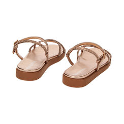 Sandales plates rose-or en laminé avec pierres, Primadonna, 232734204LPRAOR035, 003 preview