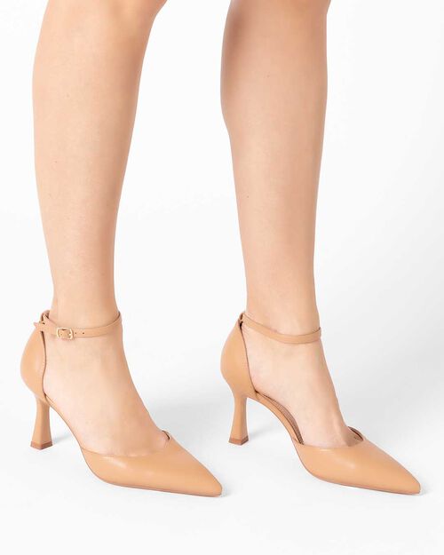 D&eacute;collet&eacute; open shank donna camel, tacco 7,5 cm, CAMEL