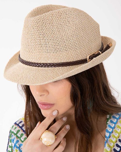Cappello beige con fascino estivo, BEIGE