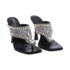 Mules open toe nero-argento tacco 10 cm, Primadonna, 273237002ETNEAR035, 004 preview