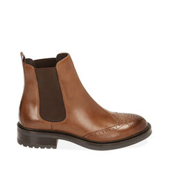 Bottines Chelsea en cuir pleine fleur cognac, 20N406608PECOGN036, 001a