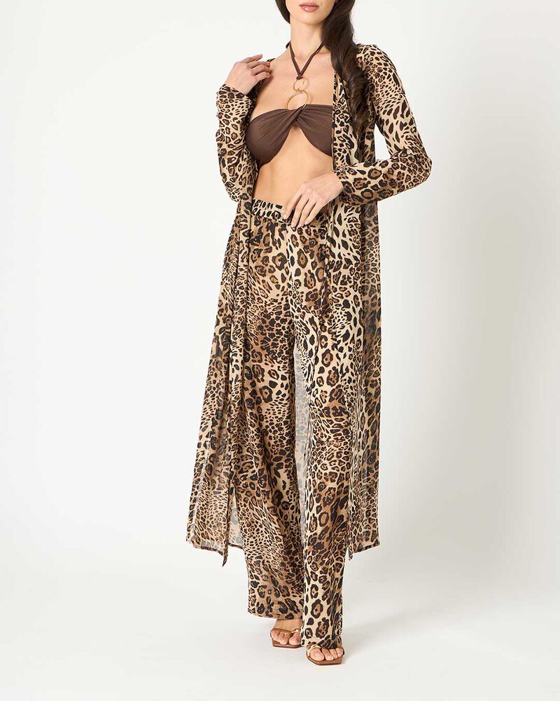 Vestido de playa para mujer estampado leopardo en tejido image number null
