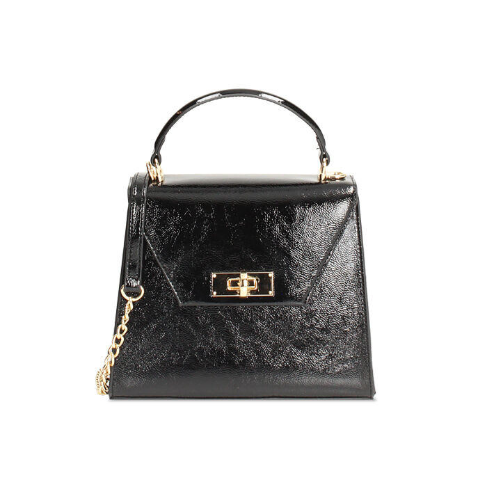 Mini bag nera in naplack con tracolla removibile, Primadonna, 265126600NPNEROUNI