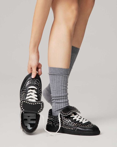 Sneakers negras con tachuelas, BLACK