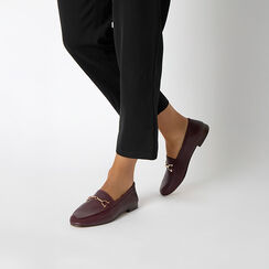 Mocassini bordeaux in vera pelle con suola in gomma, Primadonna, 26N108061PEBORD035, 002a