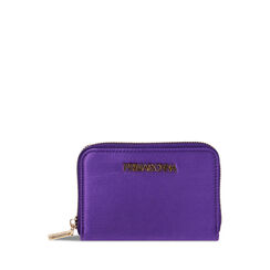 Portafogli viola in raso, New Collection, 215122516RSVIOLUNI, 001a