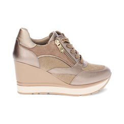 Zapatillas deportivas beige con tacón de 8,5 cm, Primadonna, 262811631EPBEIG035, 001 preview