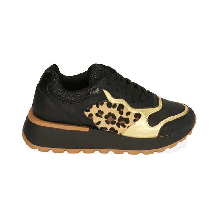 Sneakers nero leopard, Primadonna, 200636103EPNELE035