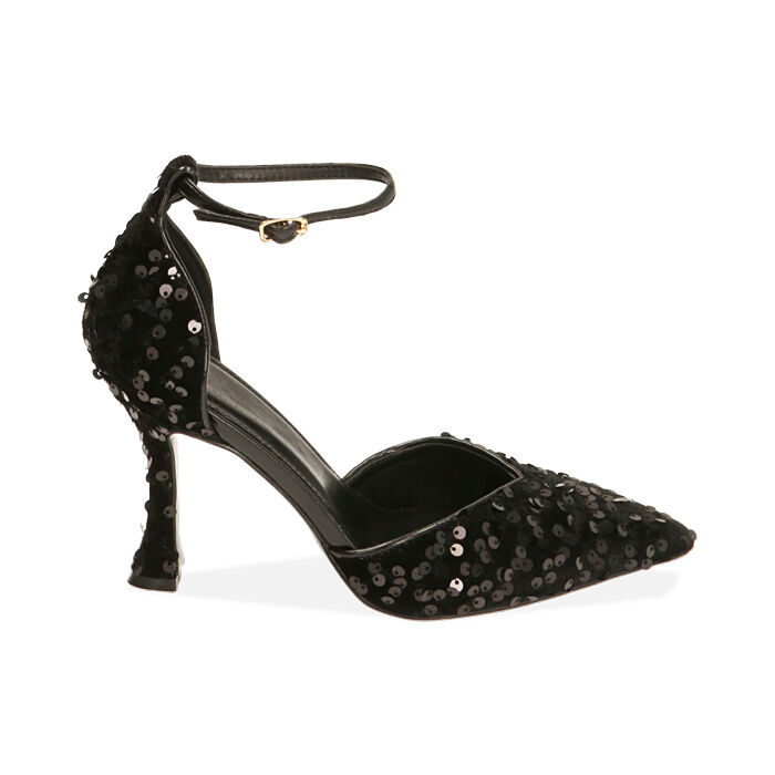 Escarpins femme noirs paillettes talon 9 5 cm Primadonna