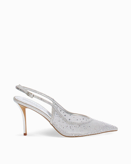 Zapato de sal&oacute;n plata brillante tac&oacute;n 8,4 cm, SILVER