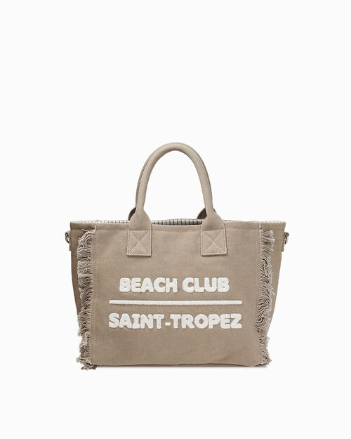 Sac en tissu beige &agrave; main, BEIGE