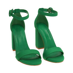 Sandales en lycra vert, talon 9 cm , Fin de Collection, 192783414LYVERD036, 002 preview