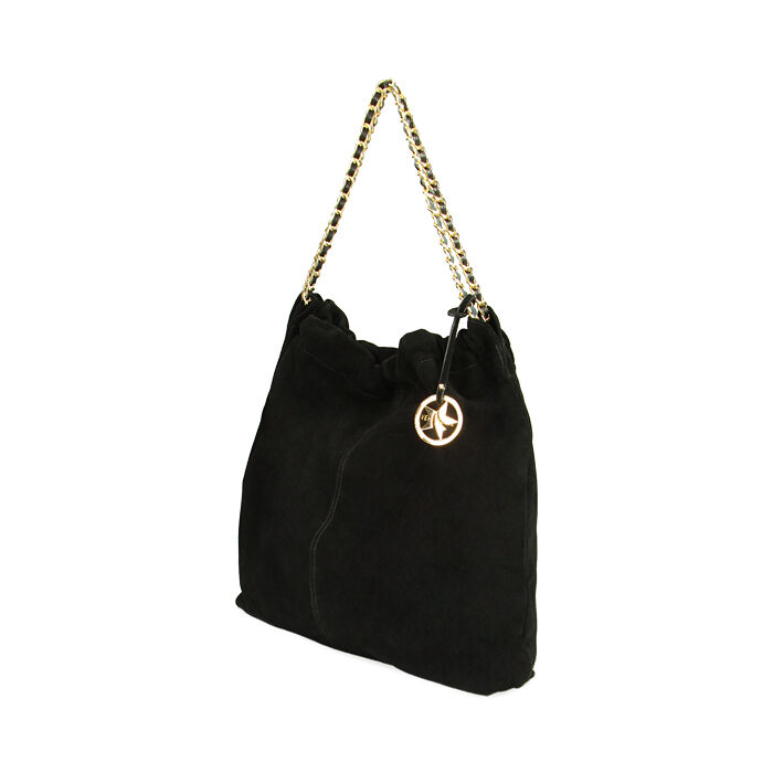 Borsa donna a spalla nera in camoscio Primadonna Collection