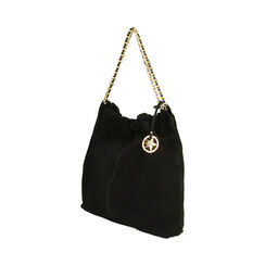 Borsa a spalla nera in camoscio, Primadonna, 22U309912CMNEROUNI, 002 preview