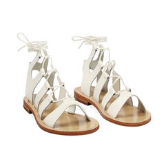 Sandalias bajas de mujer blancas en vacchetta, Primadonna, 25B814004VABIAN036, 003 preview