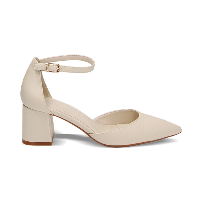 Décolleté Open Shank panna, tacco 6 cm, Ultime occasioni, 232121505EPPANN037