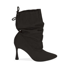 Ankle boots neri in microfibra, 8,5 cm , Special Price, 182180110MFNERO035, 001a
