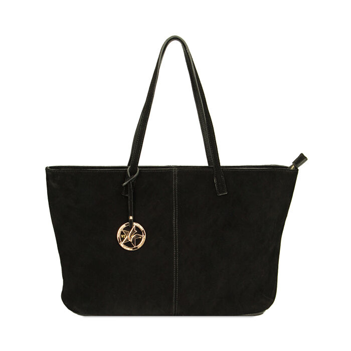 Borsa donna a spalla shopper nera in camoscio Primadonna Collection