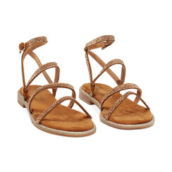 Sandali bassi donna cognac in microfibra, Primadonna, 25P147508MFCOGN035, 003 preview
