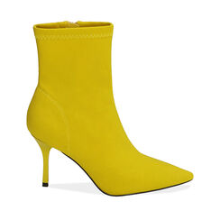 Ankle boots gialli in lycra, tacco 8,5 cm , 182162809LYGIAL035, 001a