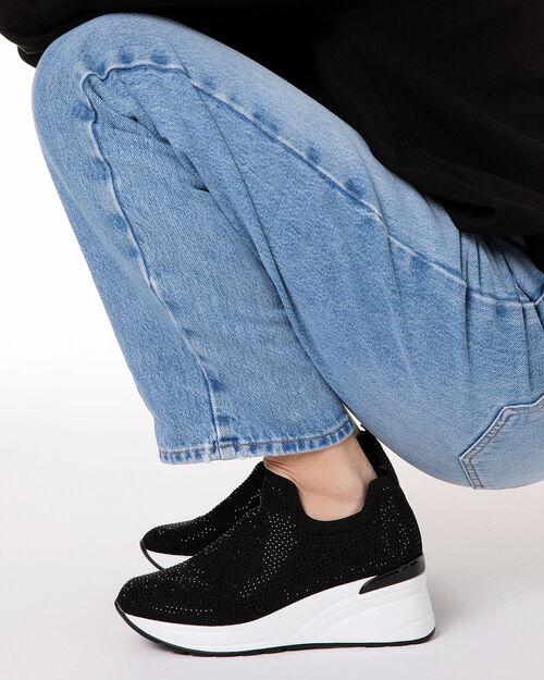 Slip on nere con tacco 6,5 cm, BLACK