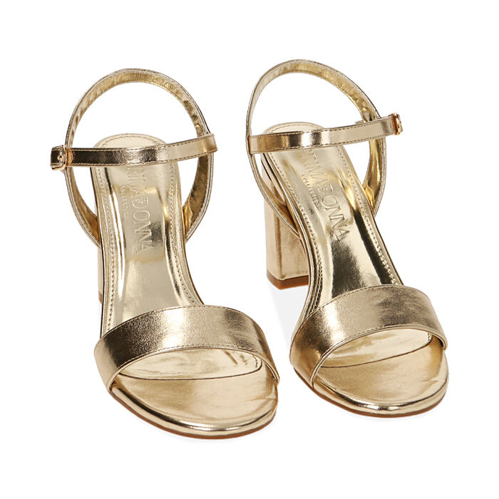 Sandali donna oro laminato tacco 8 cm Primadonna Collection